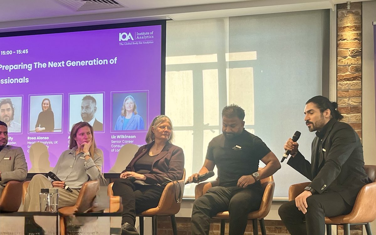 Dr. Mahdi Seify speaking on an Institute of Analytics panel discussion, Preparing the Next Generation of Analytics Professionals